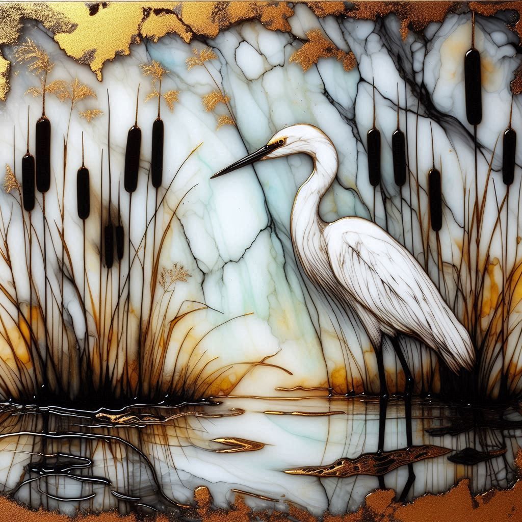 Egret in Cattails