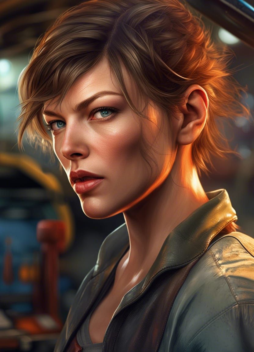 Famous Artists at Everyday Jobs Milla Jovovich - AI Generated Artwork ...