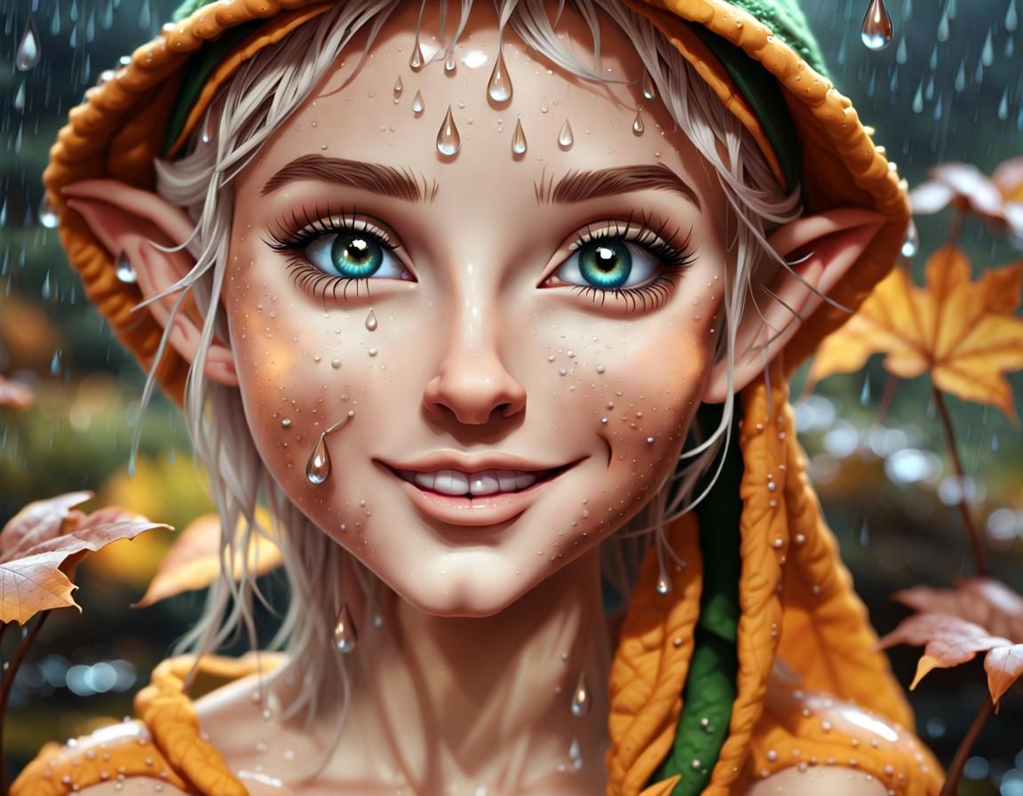 Autumn Rain Drops On My Face - AI Generated Artwork - NightCafe Creator