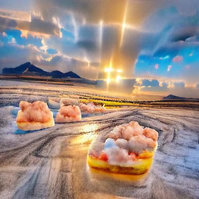 sunset over salt flats