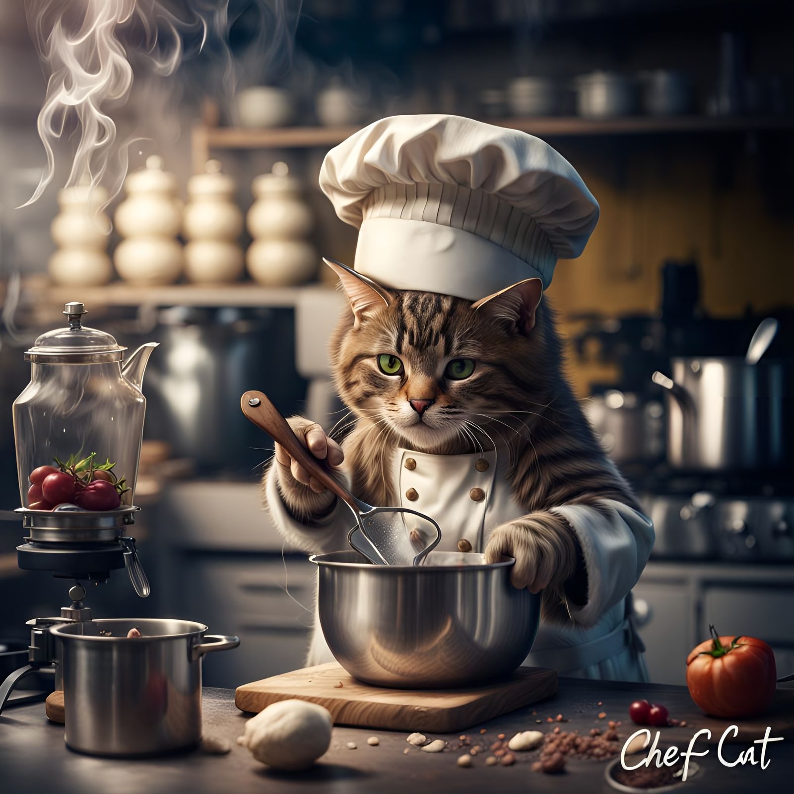 Chef Cat Tries Out a New Recipe - AI Generated Artwork - NightCafe Creator