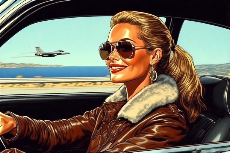 Blonde Driver near the Airfield #1