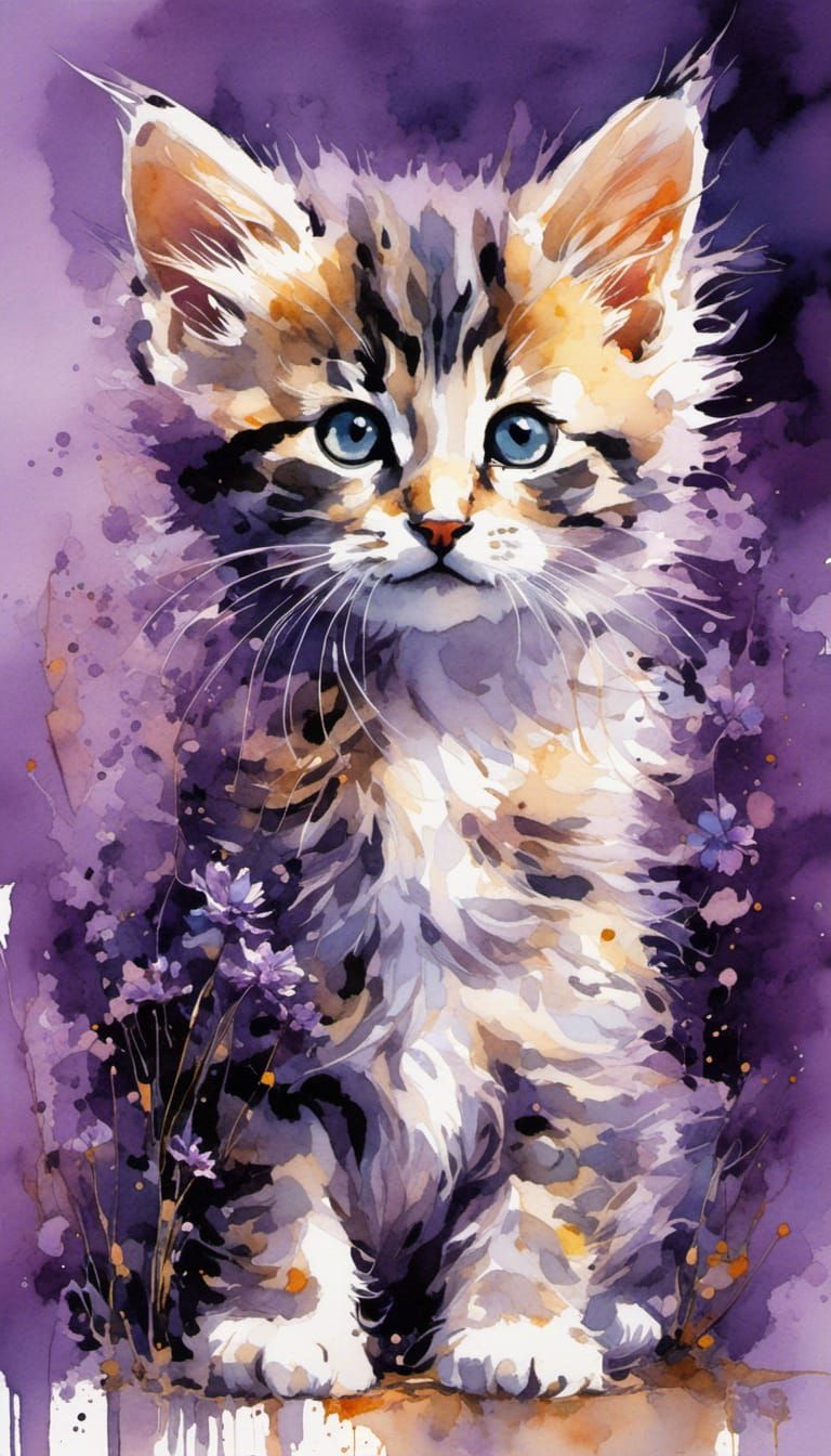 Kitten Purple Background