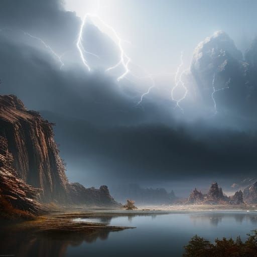 wasteland landscape, hills and rocky canyons, boiling clouds...