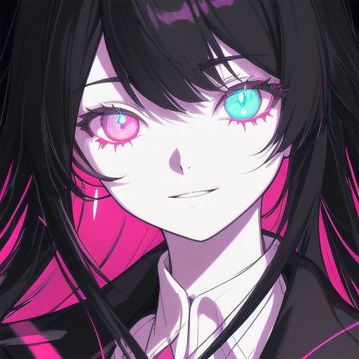 Cyberpunk Yandere Girl in School Uniform, Cel-Shaded Anime A...