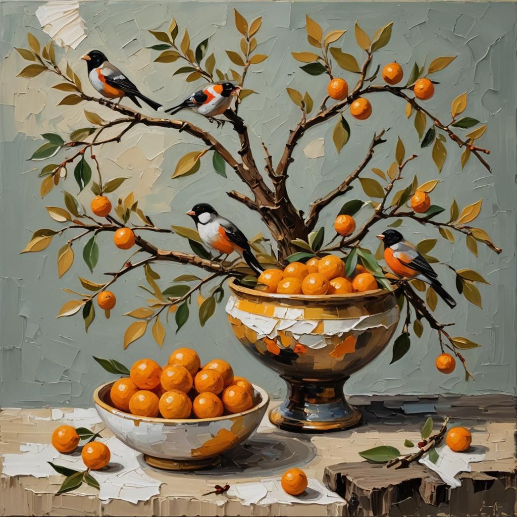 Bullfinches and oranges 4