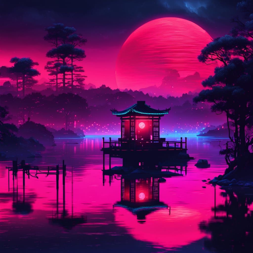 Chinese lantern flying in the sky at night above a lake  by @DARK LOKENN