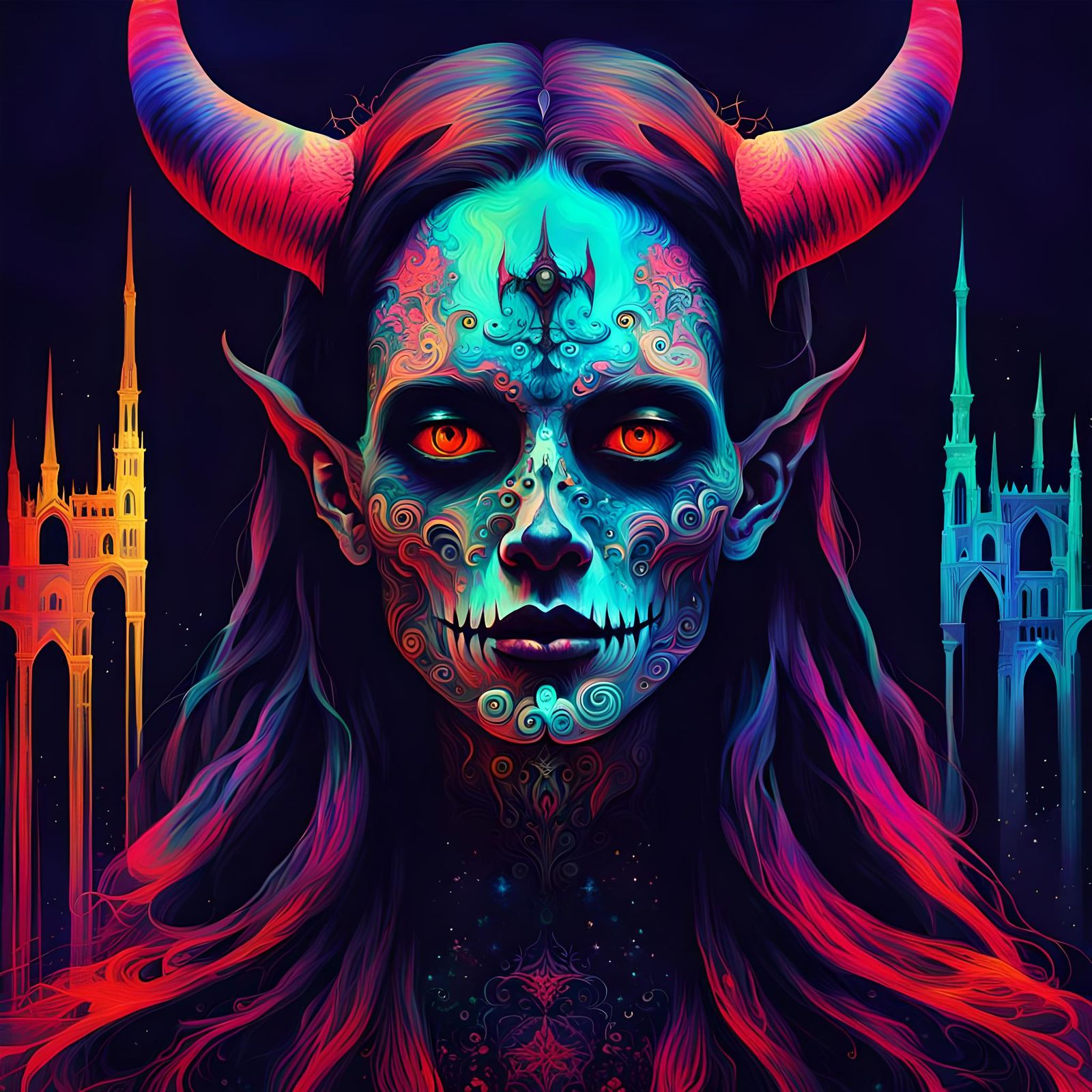 Beautiful Devil gothic art folk art mysterious colorful beautiful ...