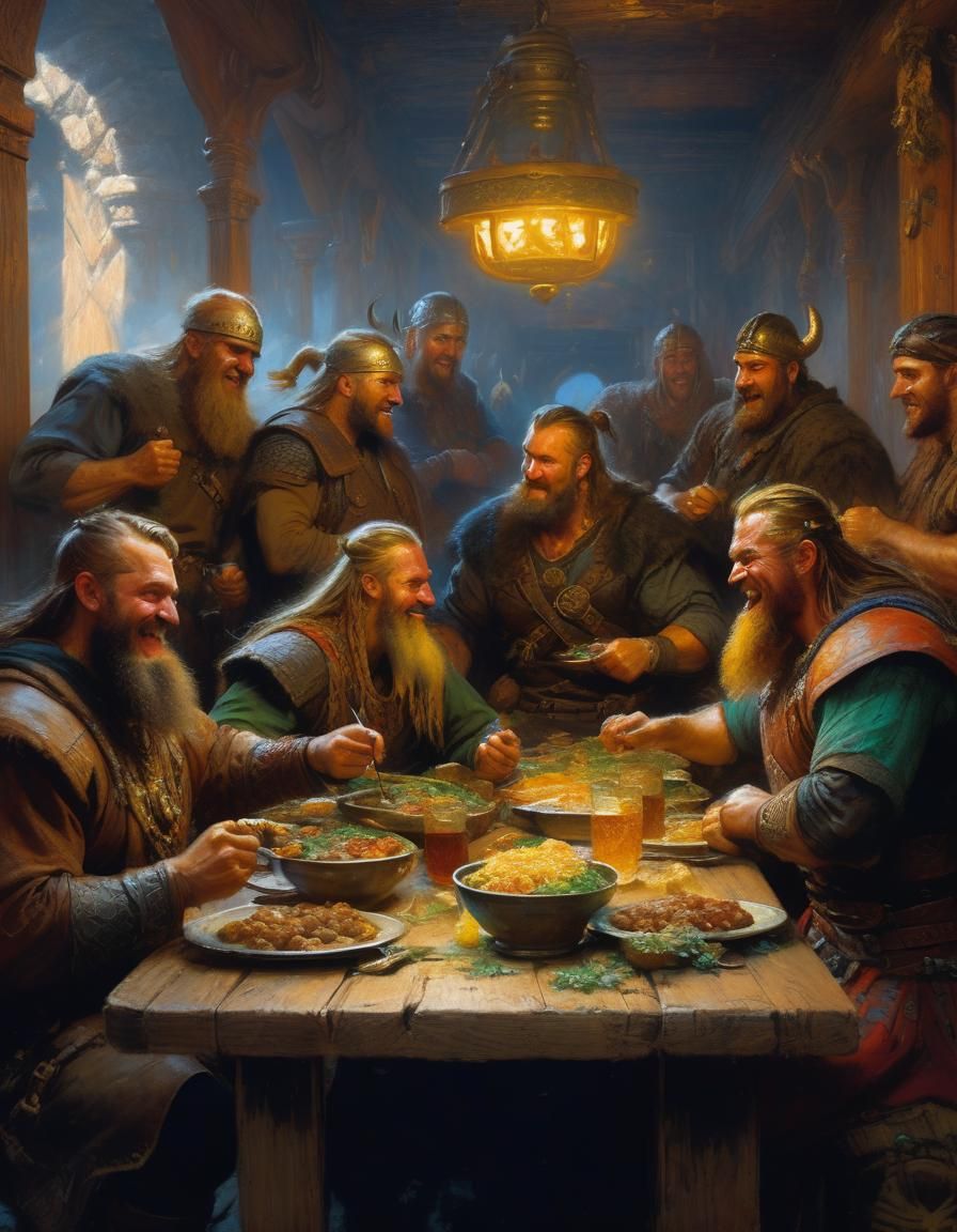 Vikings feasting Odin - AI Generated Artwork - NightCafe Creator