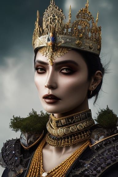 Majestic Skeleton Demon Woman Portrait in 4K