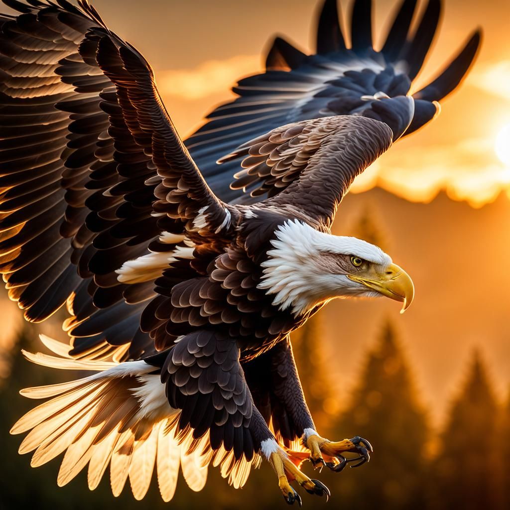 Bald eagle in flight 