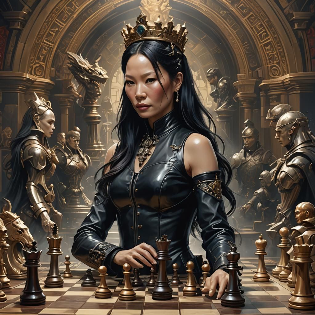 Lucy Liu is a world class chess player dressed in black leather and ...