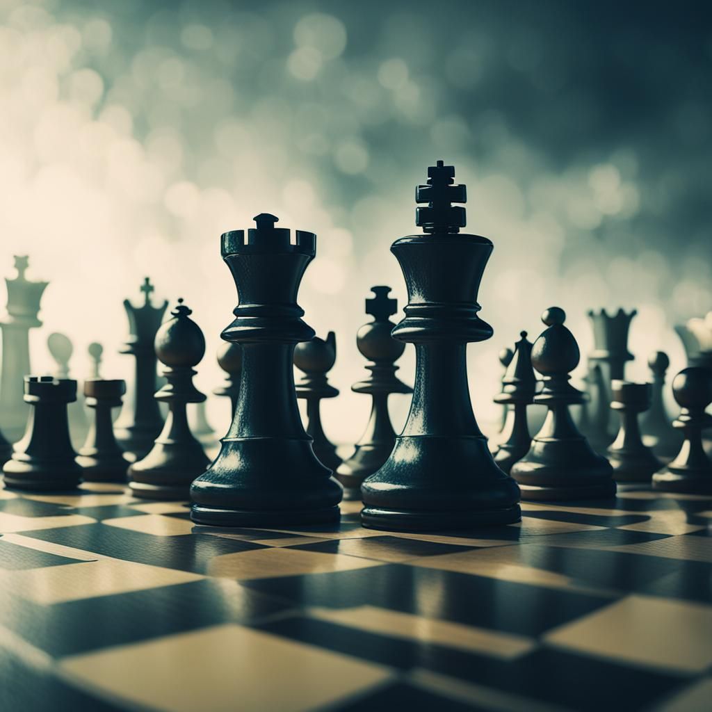 Chess figures. Music Cover Artwork. atmosphere. Simple.