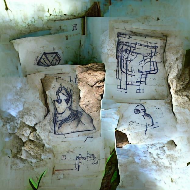 Enigmatic sketches found in the ruin