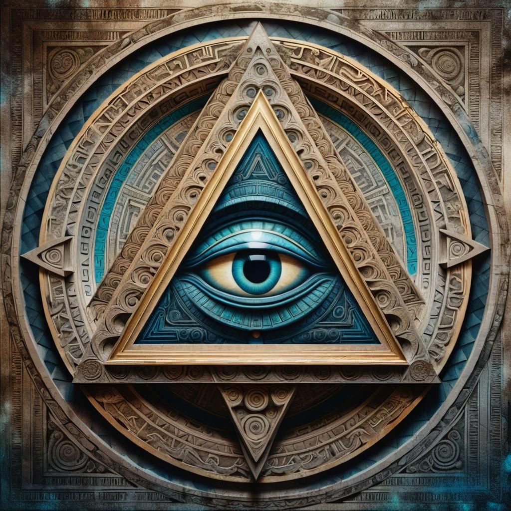 Sacred triangle. Trinity. Eye at center. Geometry Intersecti...