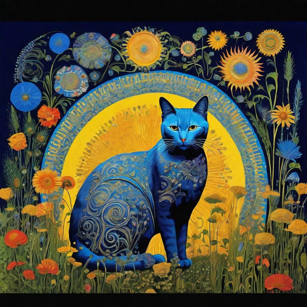 Blue cat in the field