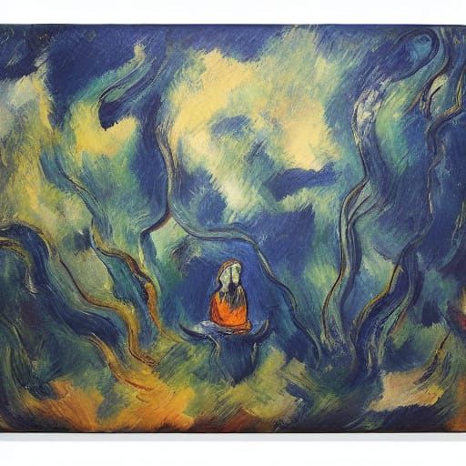 Meditating Practitioner in Luminous, Dreamlike Atmosphere