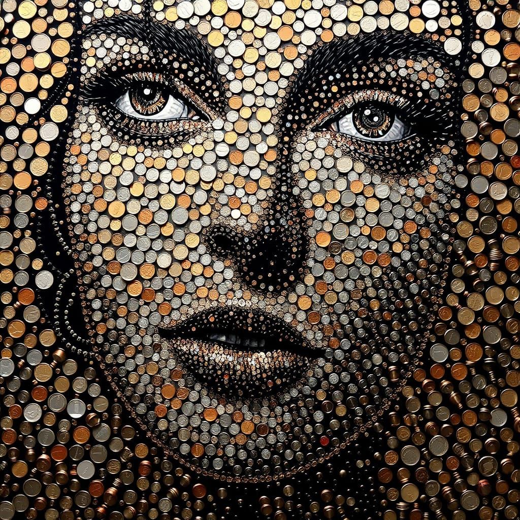 A portrait of coins.  by @Ana