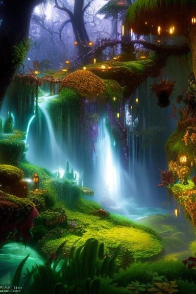 Fairy waterfall - AI Generated Artwork - NightCafe Creator