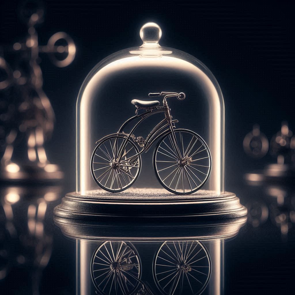 Miniature Velocipede Preserved in Glass 🚲✨