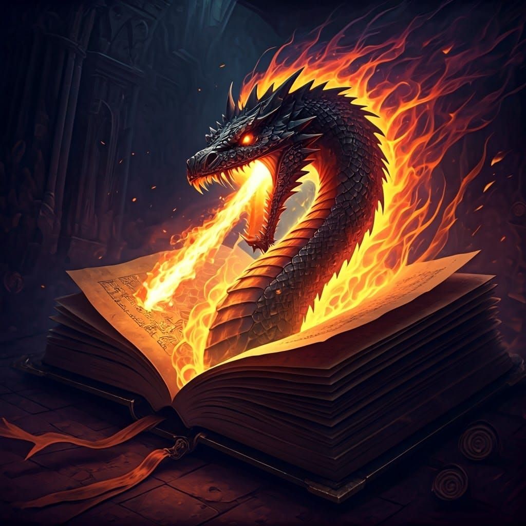 Fiery Serpent Emerges from Ancient Tome