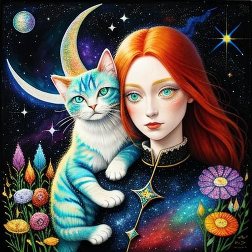 rainbow cat, eyes like diamonds