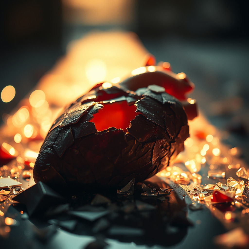 Shattered Heart Reflecting Anguish in Cinematic Photo