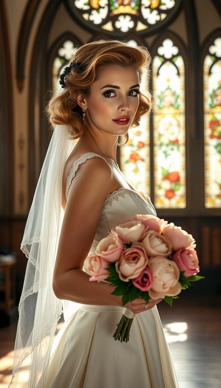 1940s Bride marrying the man of her dreams