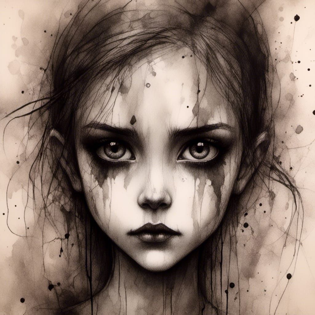 Gothic Portrait of a Girl in Tim Burton Style