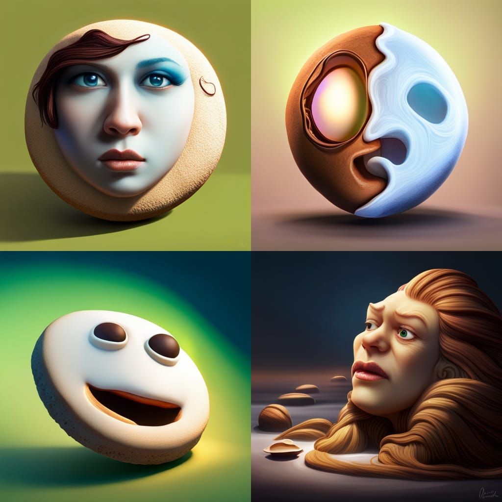 Ghostly white chocolate cookie, Hyperrealistic, splash art, ...