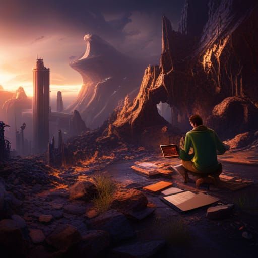 Intricate Matte Painting of a Calculating Person