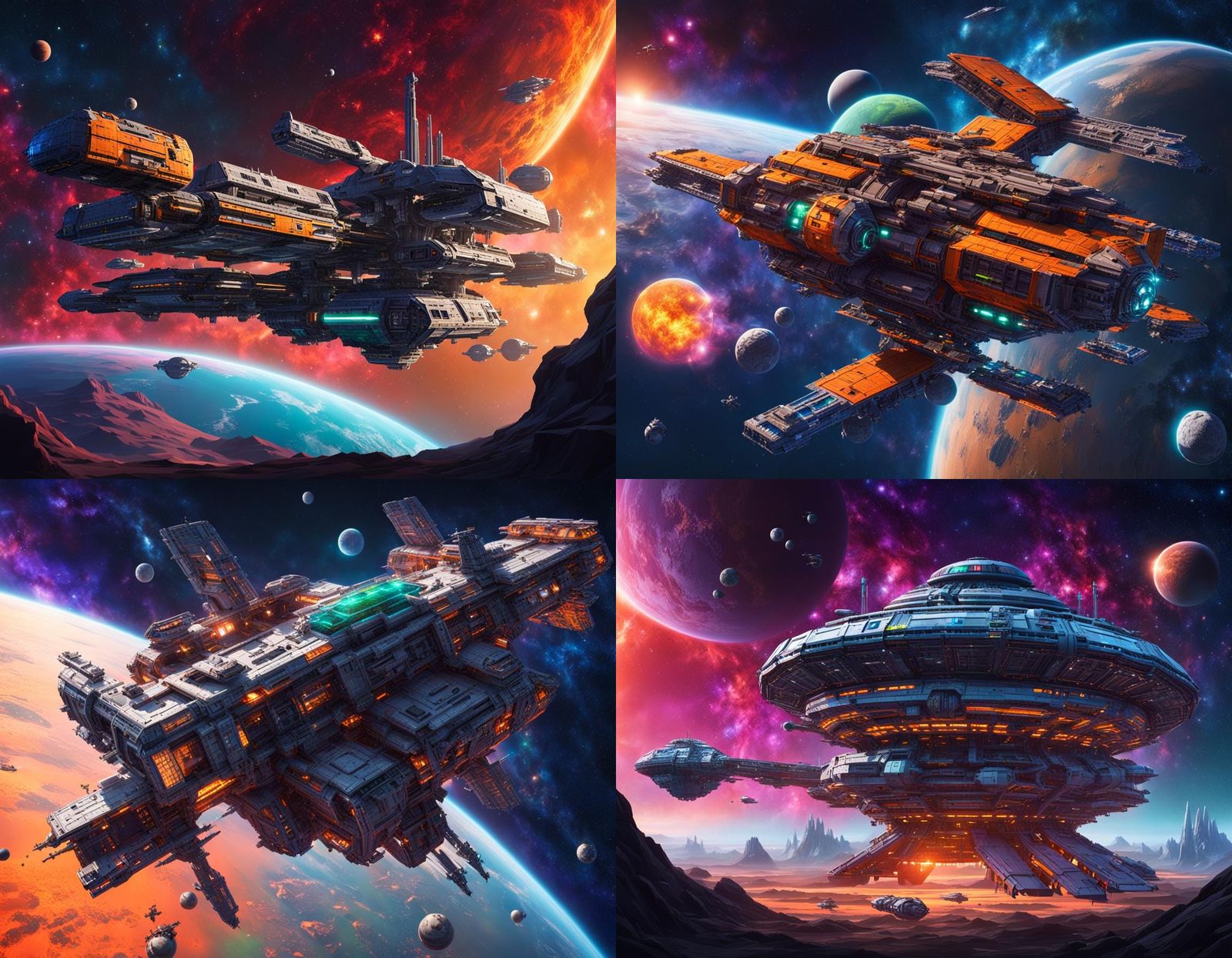Sci-Fi Space station on the edge of a galaxy blockaded on both sides for imperial starships. Vibrant colors and wild spa...