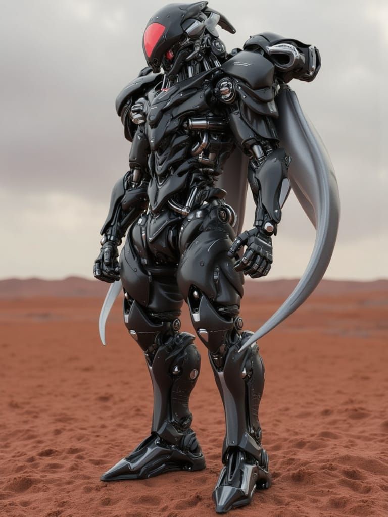 <lora:Organic Cyber Mecha:1.0> A complex full body mech photo, standing on a burnt wasteland, wearing black boots