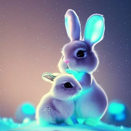 Cute Winter Bunnies - AI Generated Artwork - NightCafe Creator