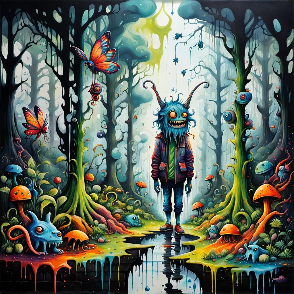 Monster and Fairy in Graffiti Street Art