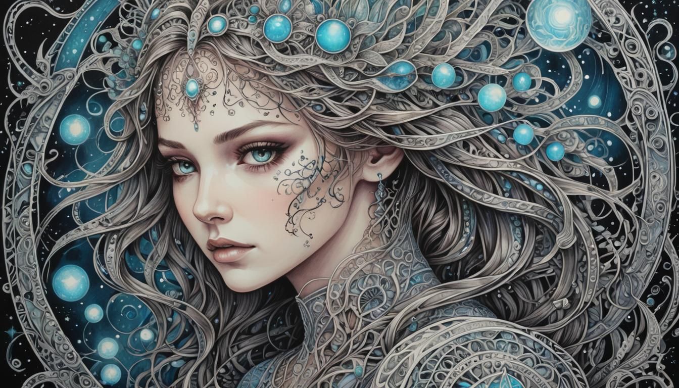 Bioluminescent Supernatural ultradetailed Zentangle Ethereal...