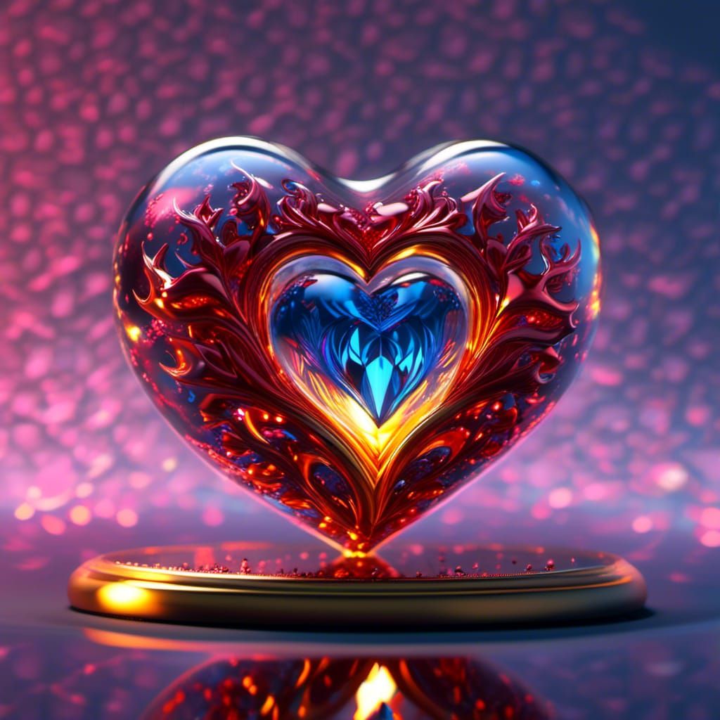 ultra shiny glass heart shape with colourful background, highly detailed,  cinematic, photo-realistic - AI Generated Artwork - NightCafe Creator