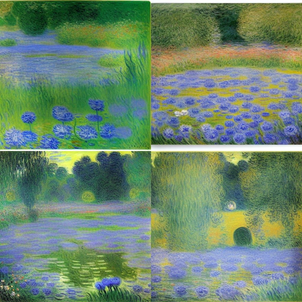 pond in cornflower meadow by Monet