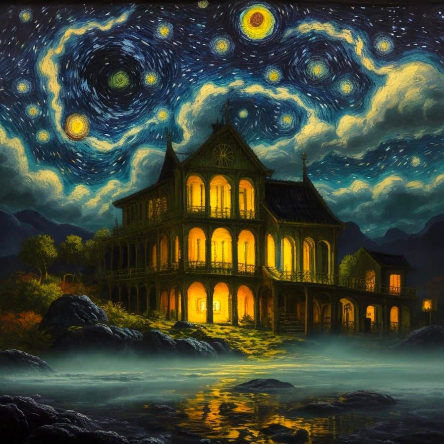 Dreamlike World in Vibrant Oil Painting