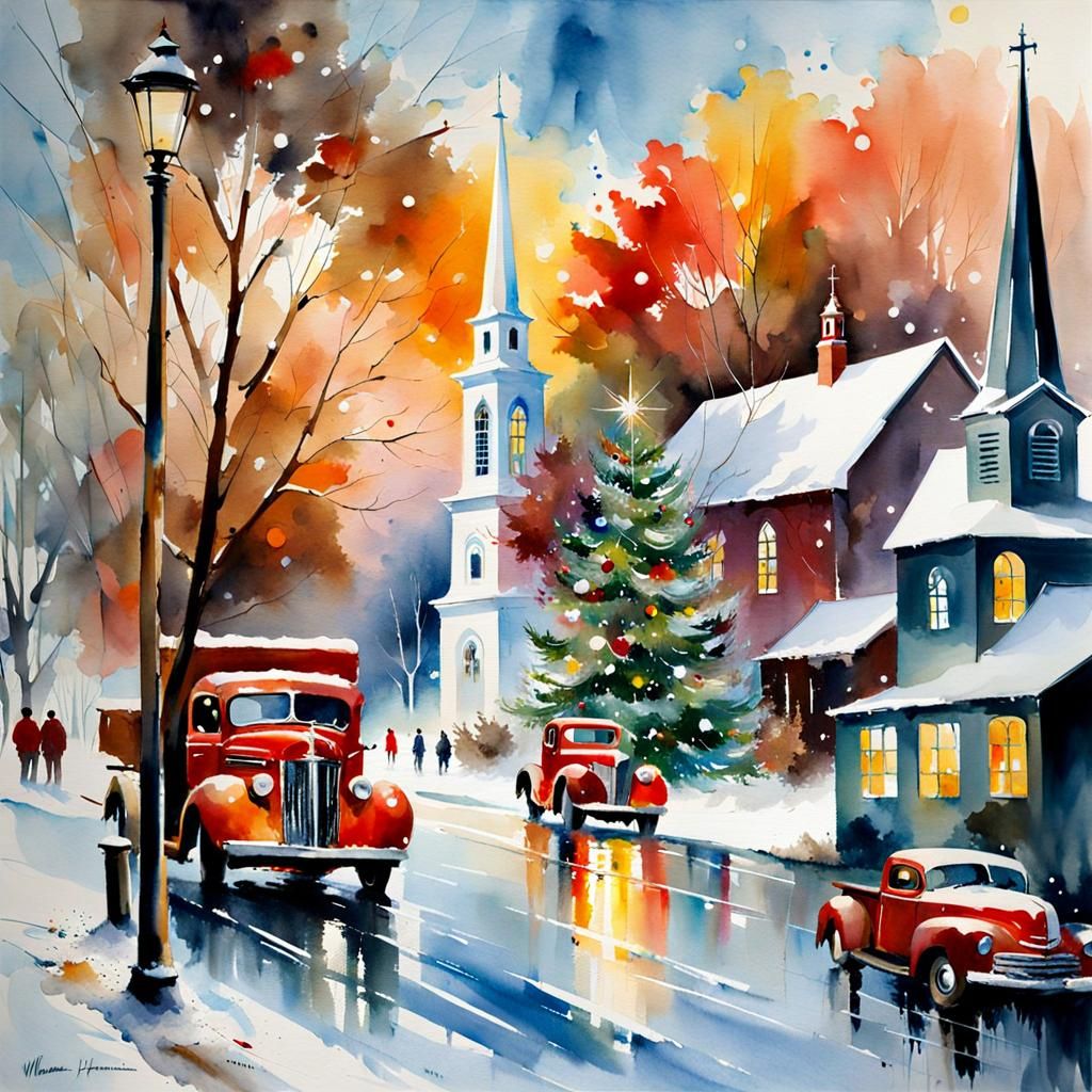 Christmas comes down
on a little New England town  by @Don Myers