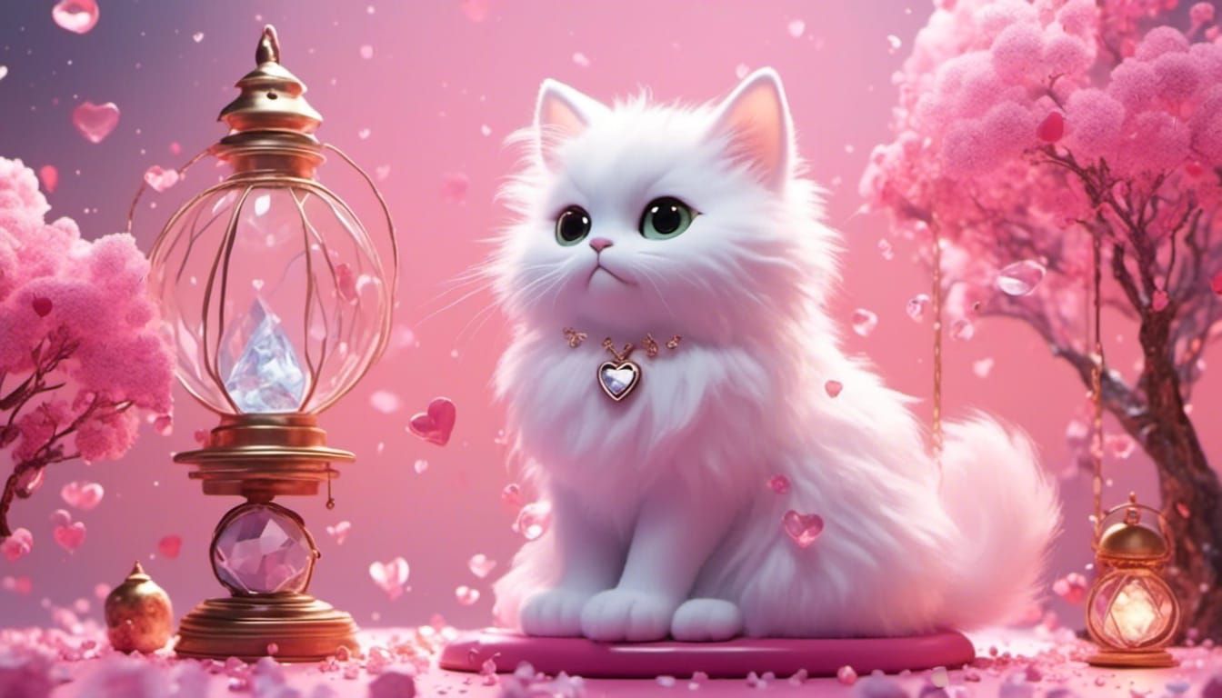 <lora:eye:1.0>  cute, fluffy cats,chibi cat sitting on pink ...