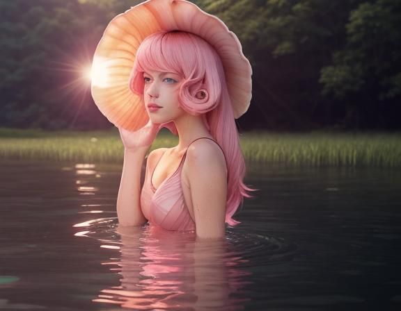 Pink insides of clams open up conch shell beautiful lake eme...