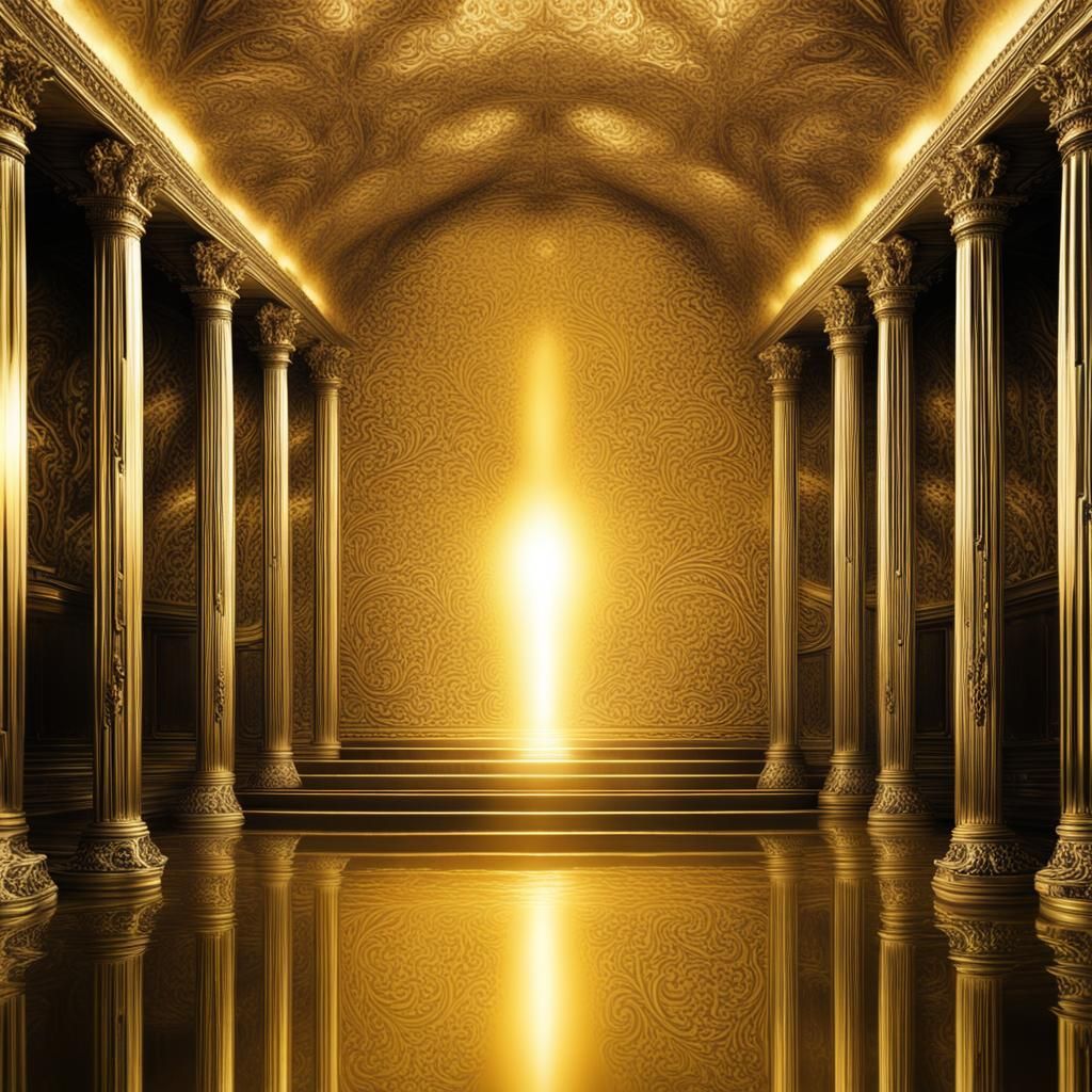 Afterlife, vivid detail, high contrast, golden chrome light,...