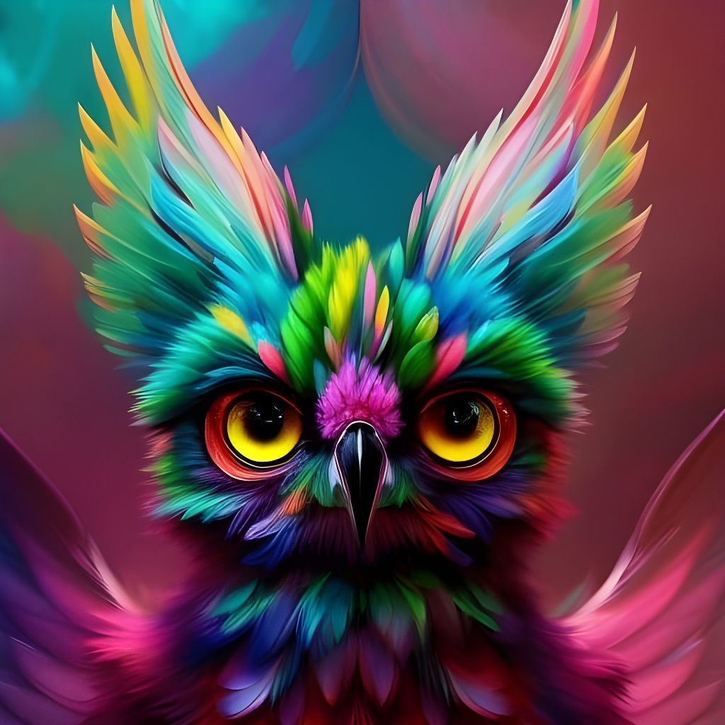 Rainbow Owl  by @Sara