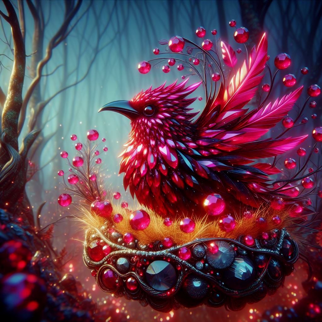 Red jeweled bird