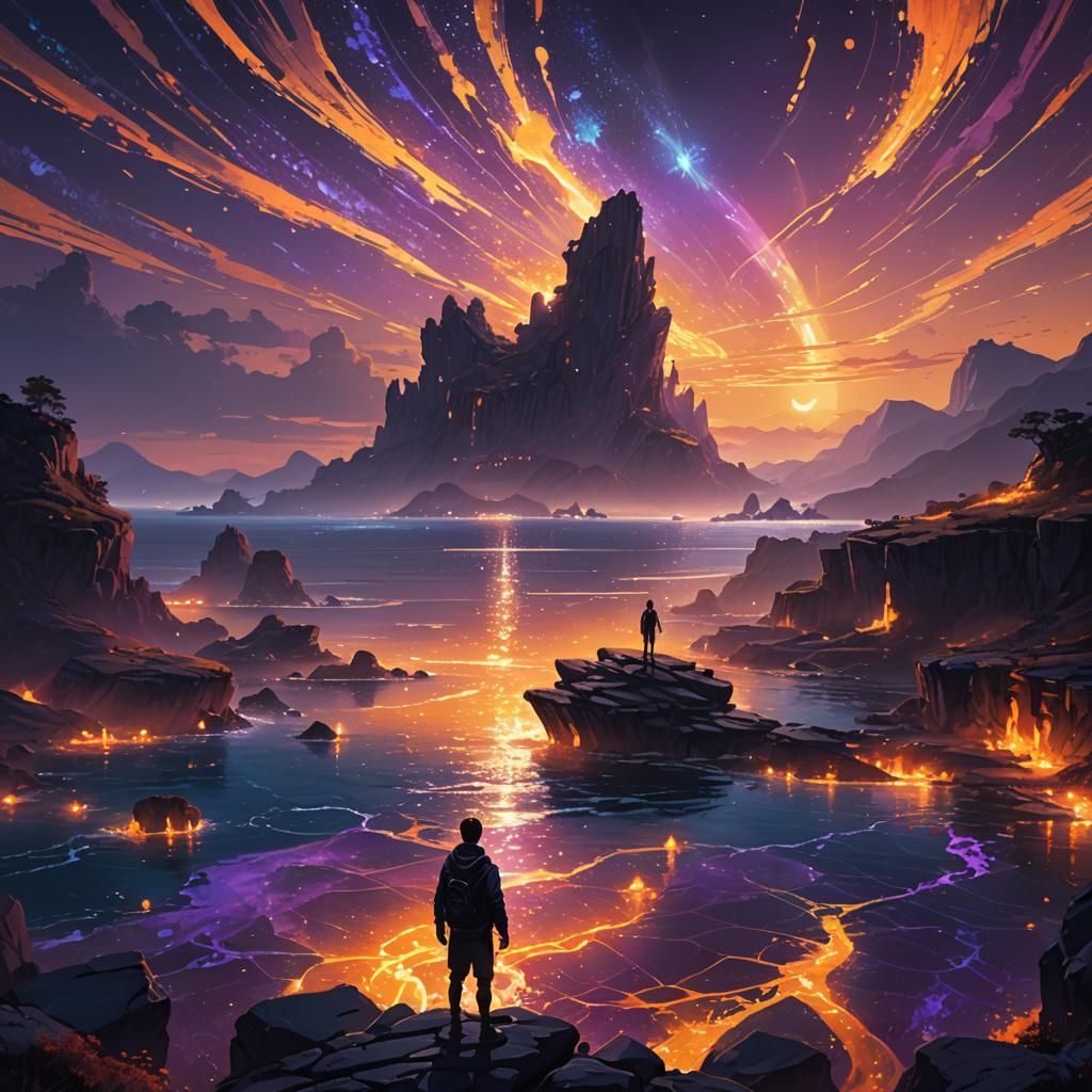 Glowing Ocean Horizon in Fantasy Concept Art