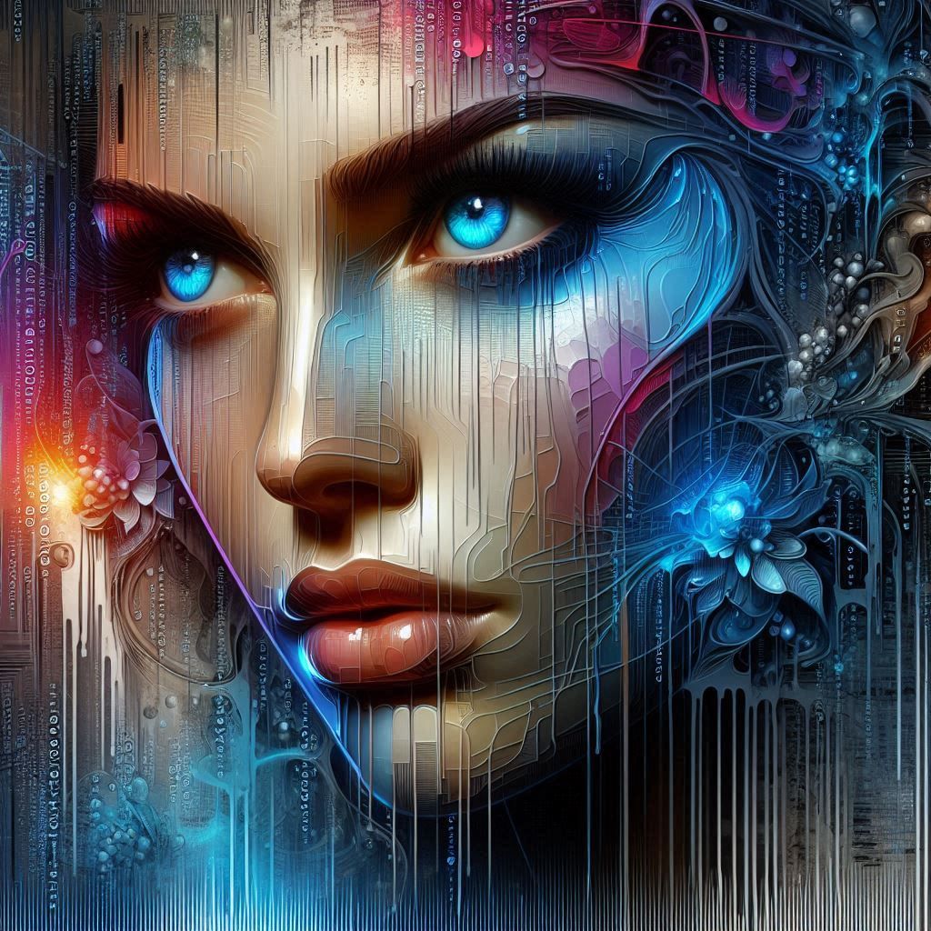 A woman with glowing eyes