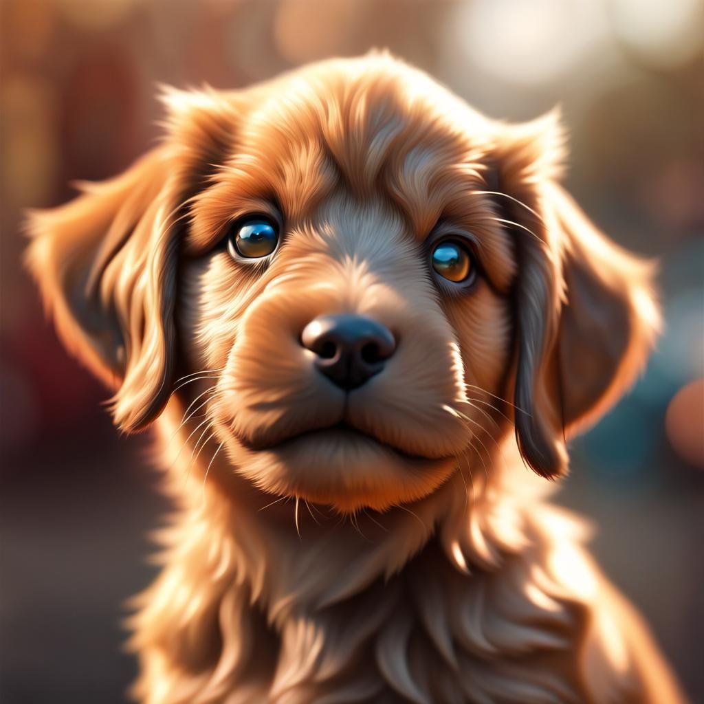 Cute puppy with light brown fur