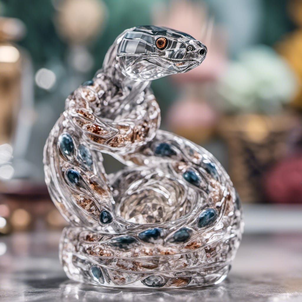 a glass python coiled up hissing <lora:glass:1.0>