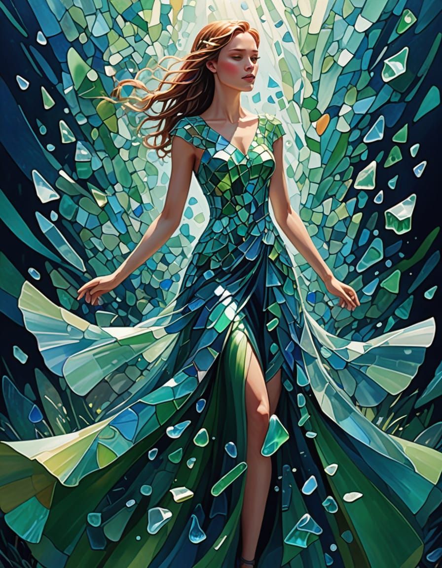 Dress made of sea glass   by @Prisoner-of-thoughts